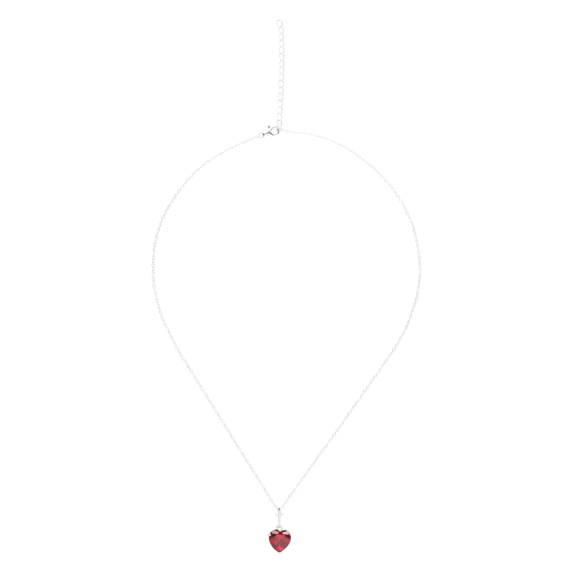 925 Sterling Silver Necklace Red Heart Pendant